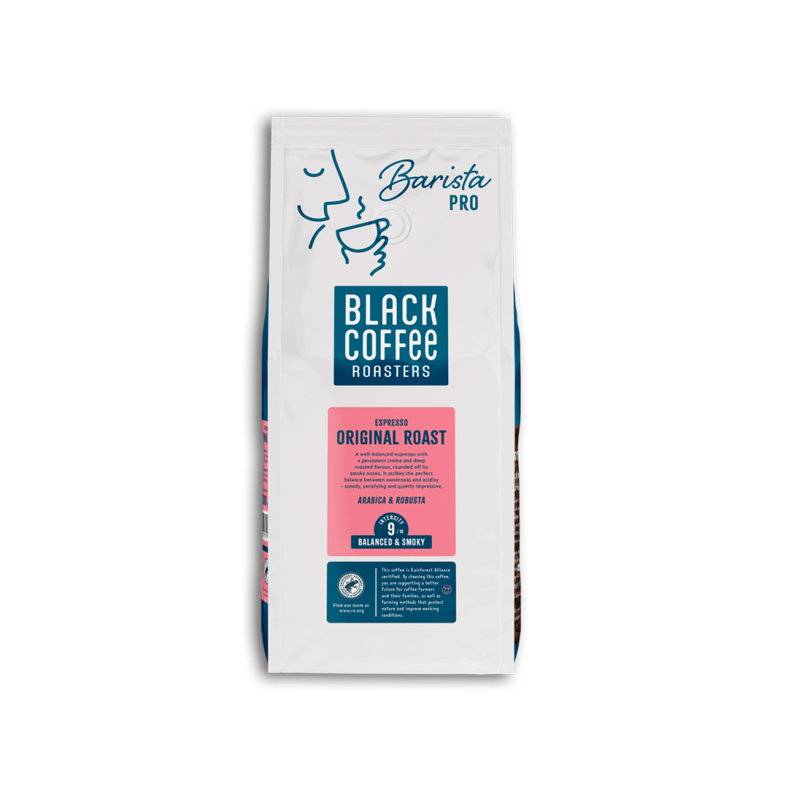 BKI Espresso Black Coffee Original helb&oslash;nner Rainforest 1000g