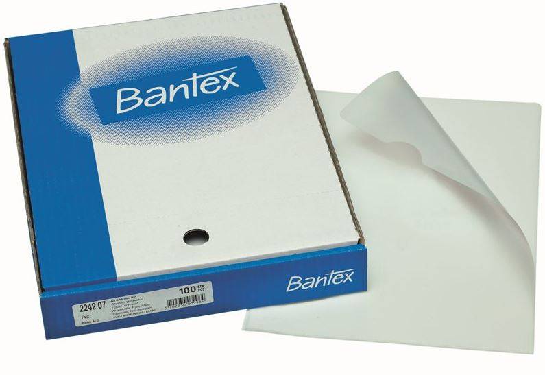 Bantex Chartek åben top og side 0,11mm hvid, 100 stk