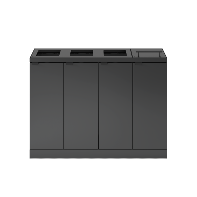 Bica 892 affaldsbeholder 4x60 liter åben og løftelåg antracit