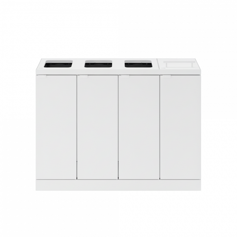 Bica 892 affaldsbeholder 4x60 liter åben og løftelåg hvid