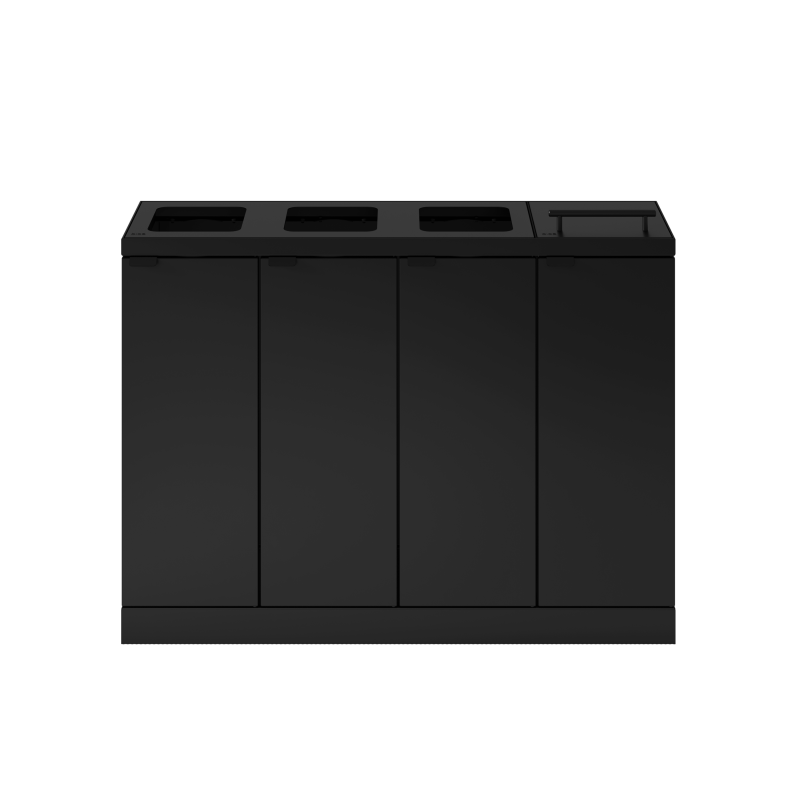 Bica 892 affaldsbeholder 4x60 liter åben og løftelåg sort