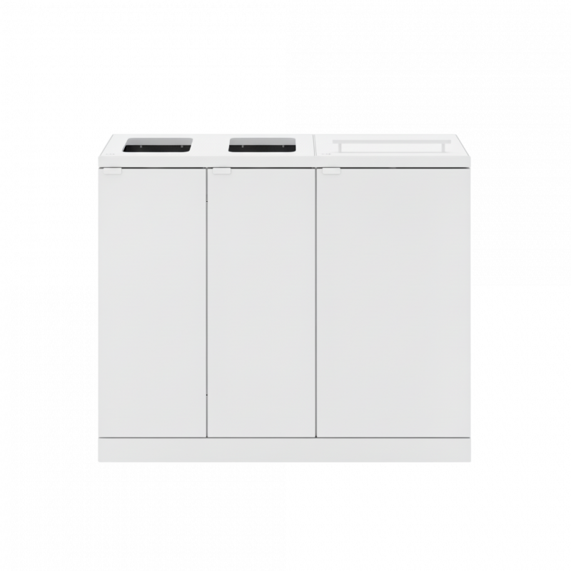 Bica 955 affaldsbeholder 2x65 + 2x45 liter med hylder og låg hvid