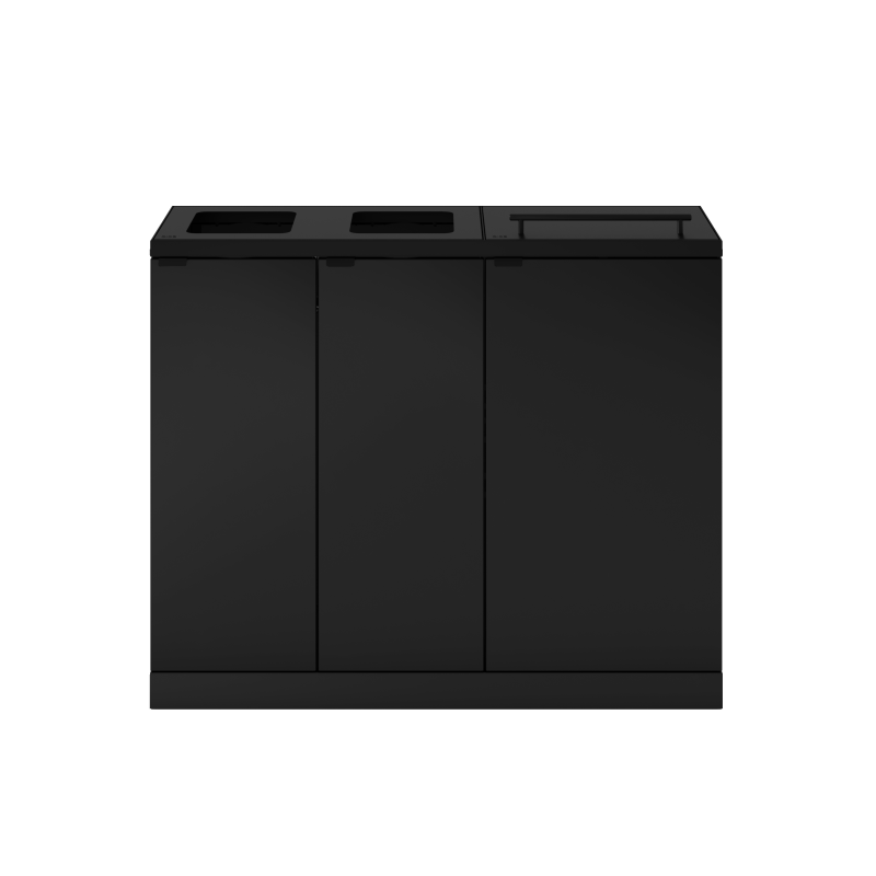 Bica 955 affaldsbeholder 2x65 + 2x45 liter med hylder og låg sort