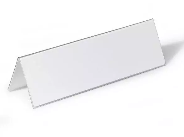 Bordskilt L-skilt 2 mm klar akryl. 250x100x40mm klar