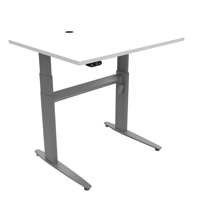 ConSet 501-25 hæve-sænkebord 100x80cm hvid med sølv stel