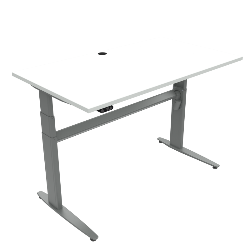ConSet 501-25 hæve-sænkebord 140x80cm hvid med sølv stel