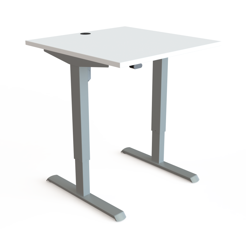 ConSet 501-33 hæve-sænke bord 80x80cm hvid med sølv stel