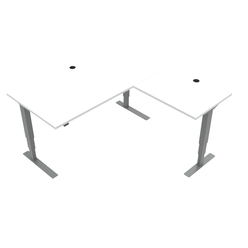 ConSet 501-37 hæve-sænke bord 160x160cm hvid med sølv stel