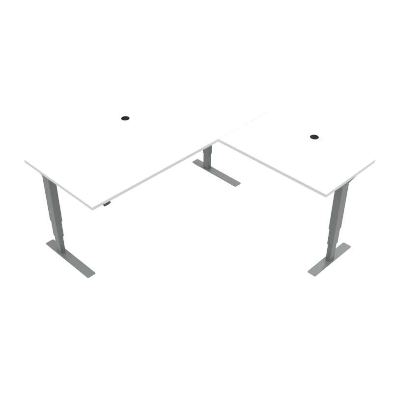 ConSet 501-37 hæve-sænke bord 180x180cm hvid med sølv stel