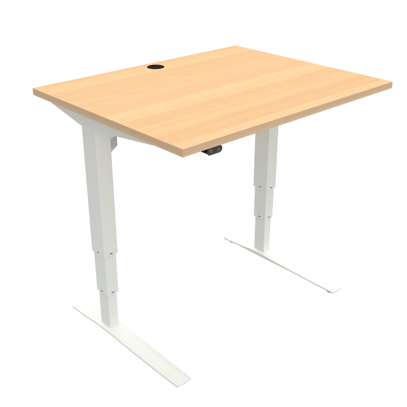 ConSet 501-43 hæve-sænke bord 100x80cm bøg med hvidt stel