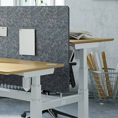 ConSet bordskærmvæg 120x75cm grå til dobbelt skrivebord