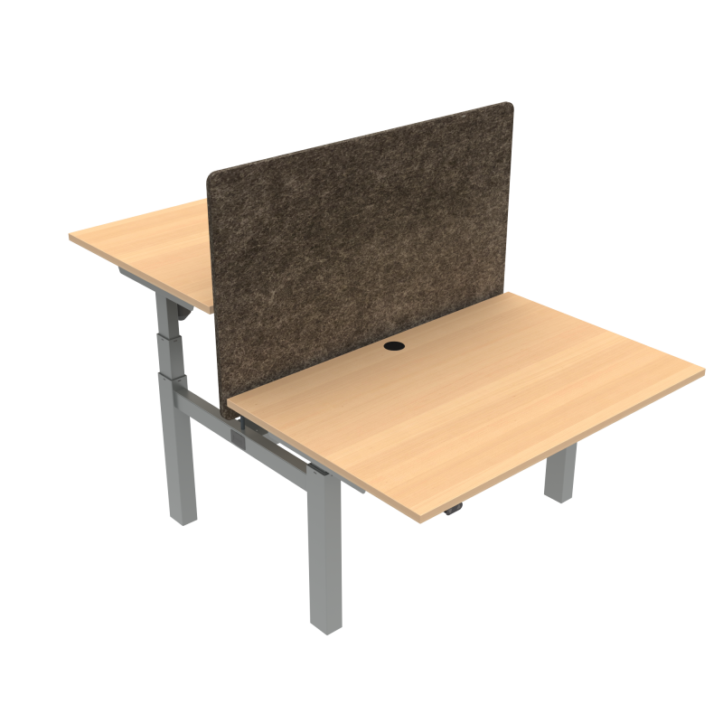 ConSet 501-88 dobbelt hæve-sænkebord 120x80 cm bøg med sølv stel