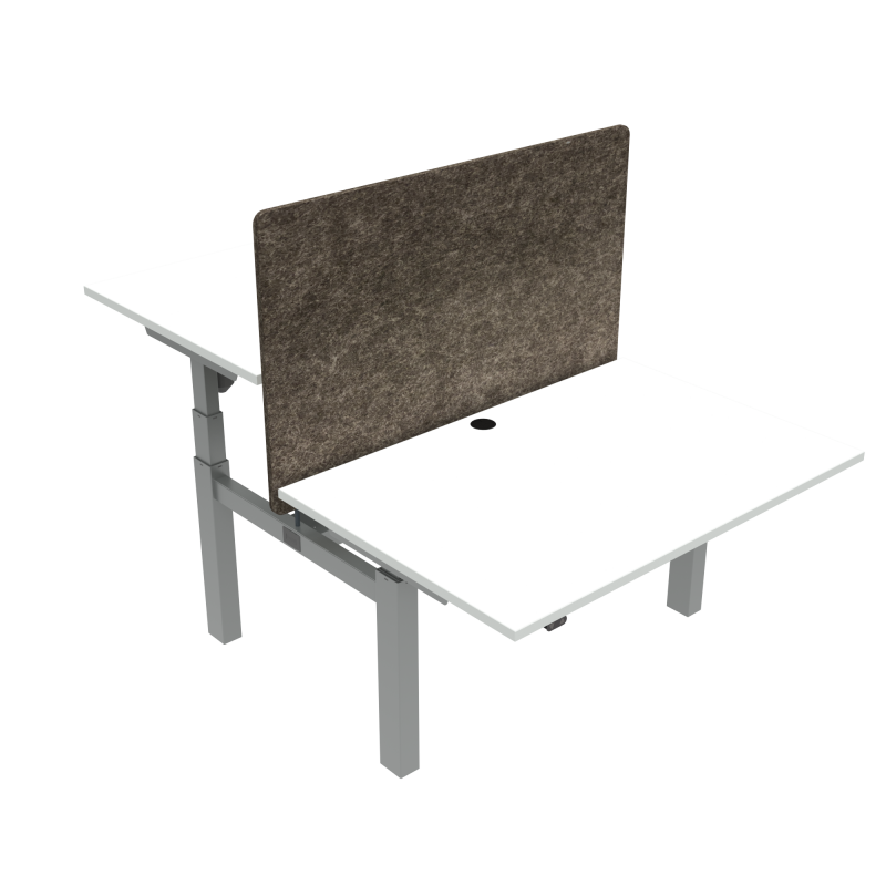 ConSet 501-88 dobbelt hæve-sænkebord 120x80 cm hvid med sølv stel
