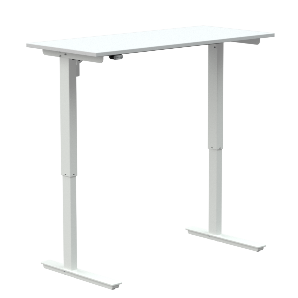 ConSet hæve-sænkebord 120x52cm hvid bordplade på hvidt stel