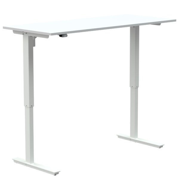 ConSet hæve-sænkebord 140x60cm hvid bordplade på hvidt stel