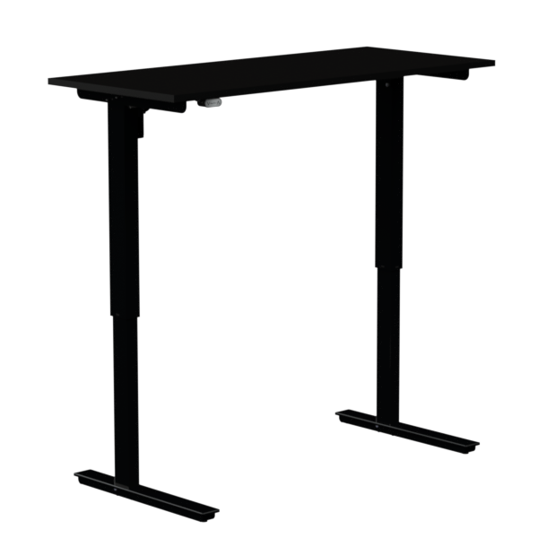 ConSet hæve-sænkebord 140x60cm sort bordplade på sort stel