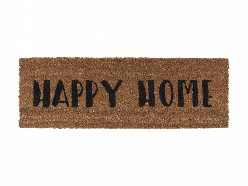 Dørmåtte med tekst Happy Home 25x25cm brun