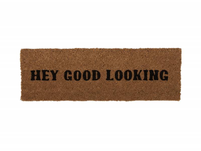 Dørmåtte med tekst Hey Good Looking 25cm brun 