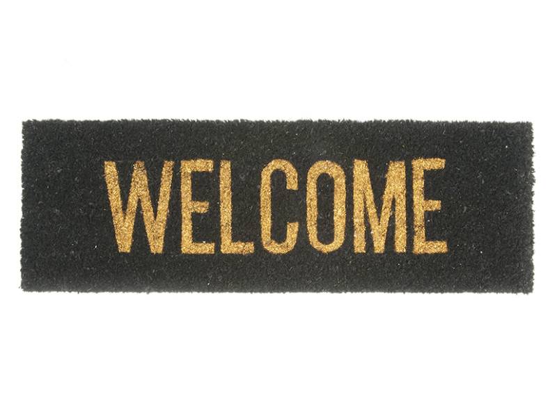 Dørmåtte med tekst Welcome 75x25cm sort