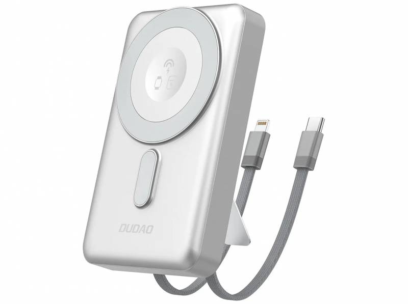 Dudao K29 wireless powerbank 10000mAh 20Watt 2xcables Sølv