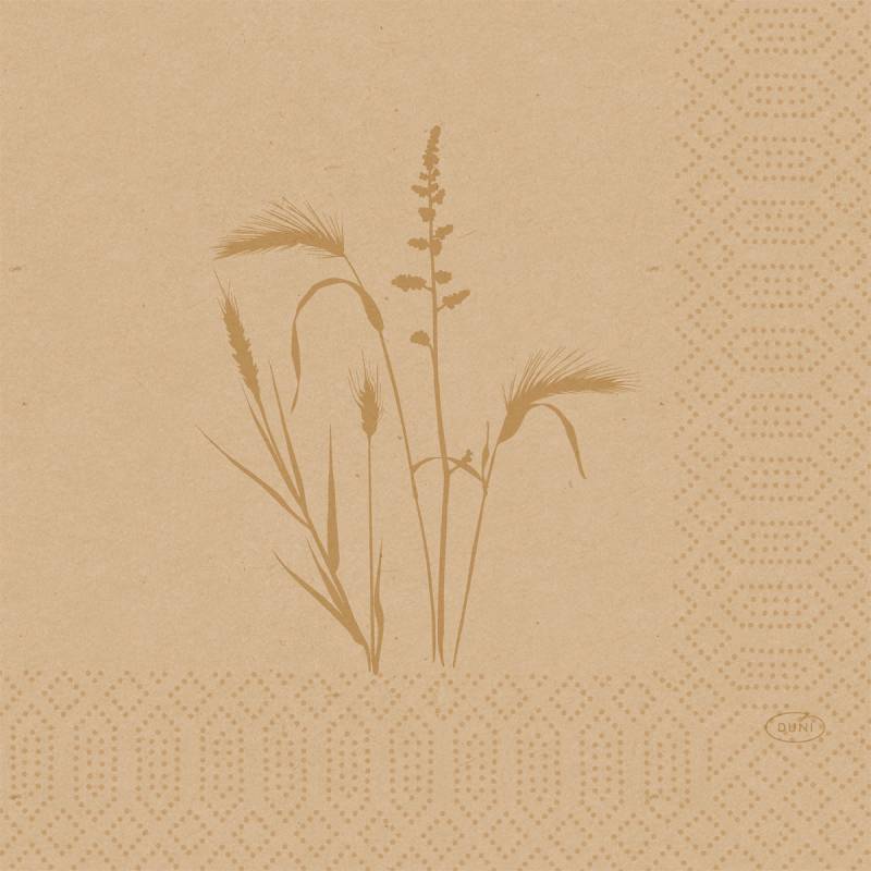 Duni frokostserviet Meadow Natural 3-lags 1/4 fold 33x33cm natur nyfiber