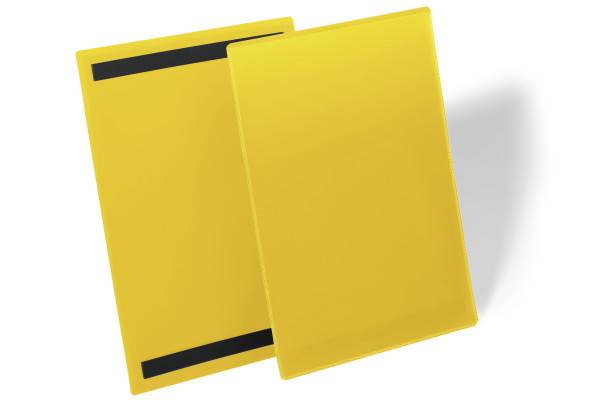 Durable lagerlomme med magnet strips A4 højformat gul