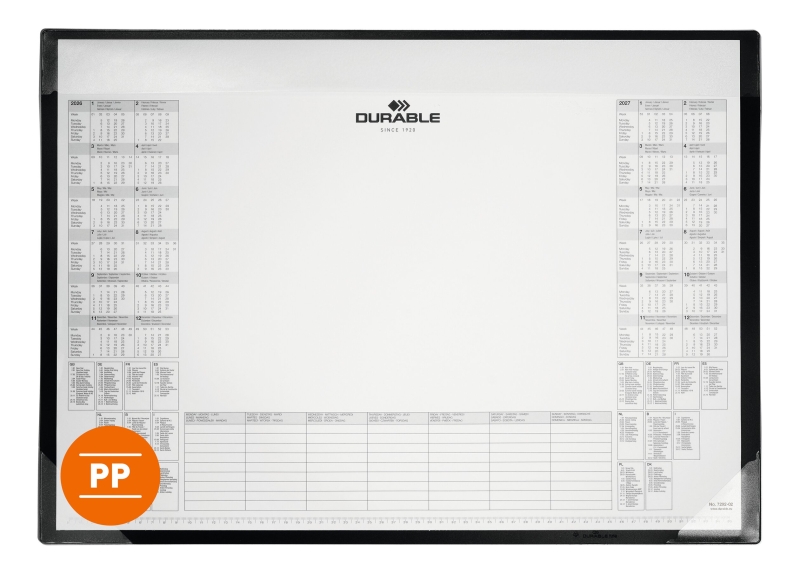 Durable skriveunderlag 60x43cm med kalender og ugeskema sort