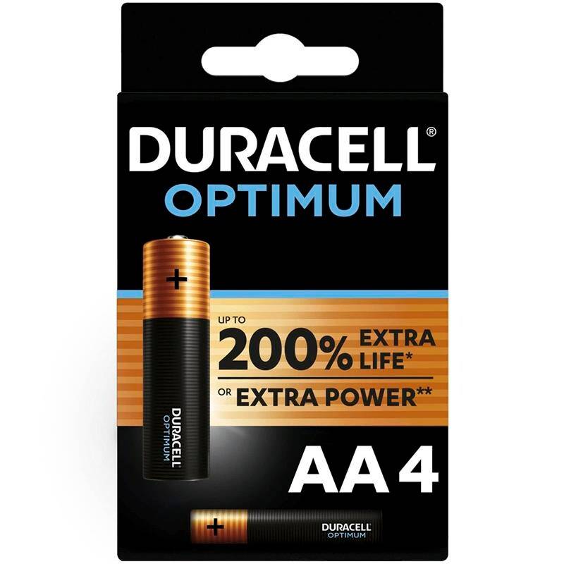 Duracell Optimum AA alkaline batteri, pakke med 4 stk