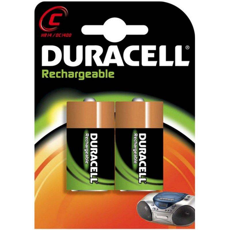 Duracell genopladelig C 2200mAh batterier, 2 stk