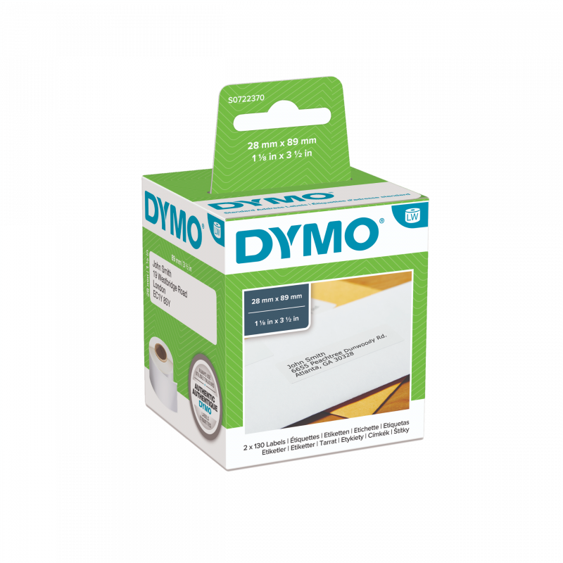 Dymo 99010 LabelWriter adresseetiket 28x89mm hvid, 2 x130 stk