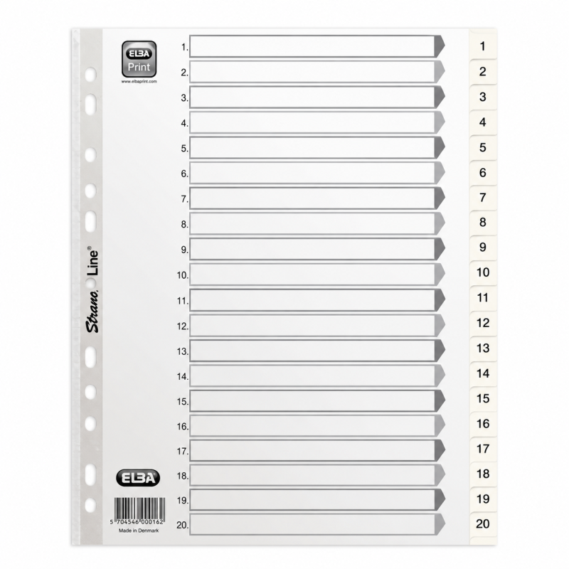 Elba Strongline register A4 Maxi hvid med sorte tal 1-20 | Outlet