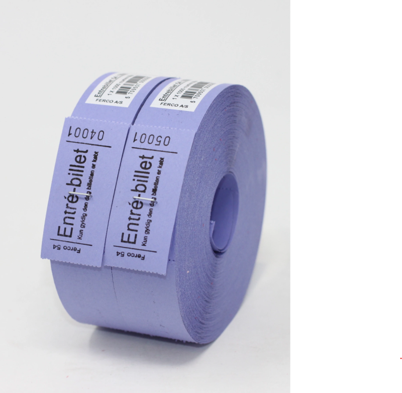 Entrebillet nr. 54 30x63mm 1000 stk lilla