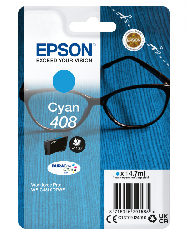 Epson 408 original blækpatron blå til WF-C4810