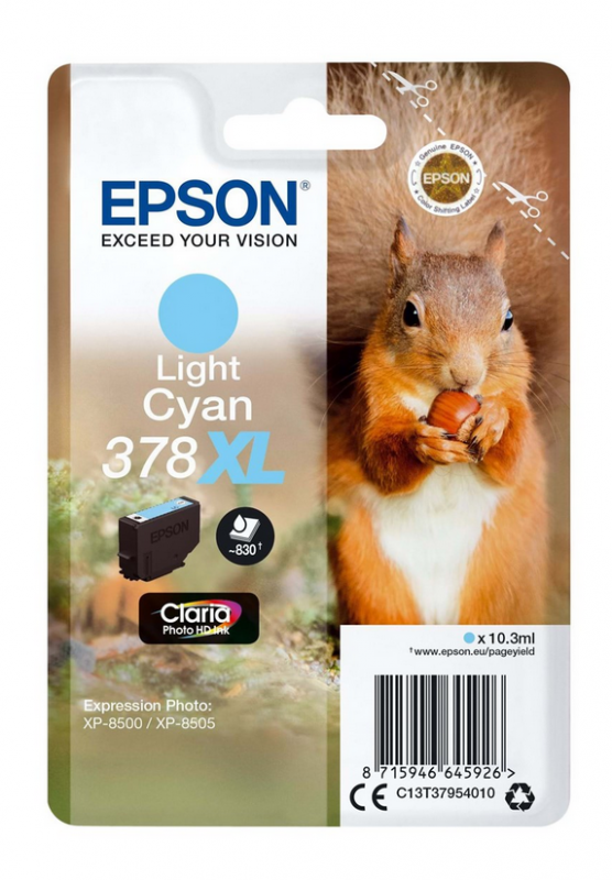 Epson original blækpatron 378XL Squirrel 9.3ml lysblå SEC