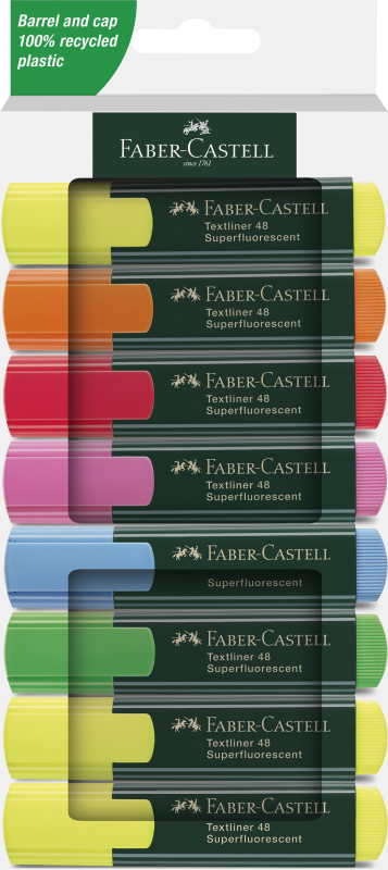 Faber-Castell textliner 48 highlighter, s&aelig;t med 8 farver