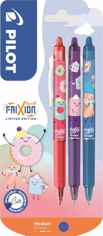 12 stk. Frixion Ball Clicker Sweet Paradise 0,7 Blister Ass Med 3 Farver