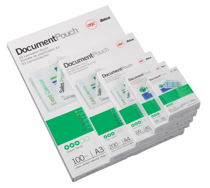 GBC Glossy lamineringslomme 65x95mm 250my blank, 100 stk