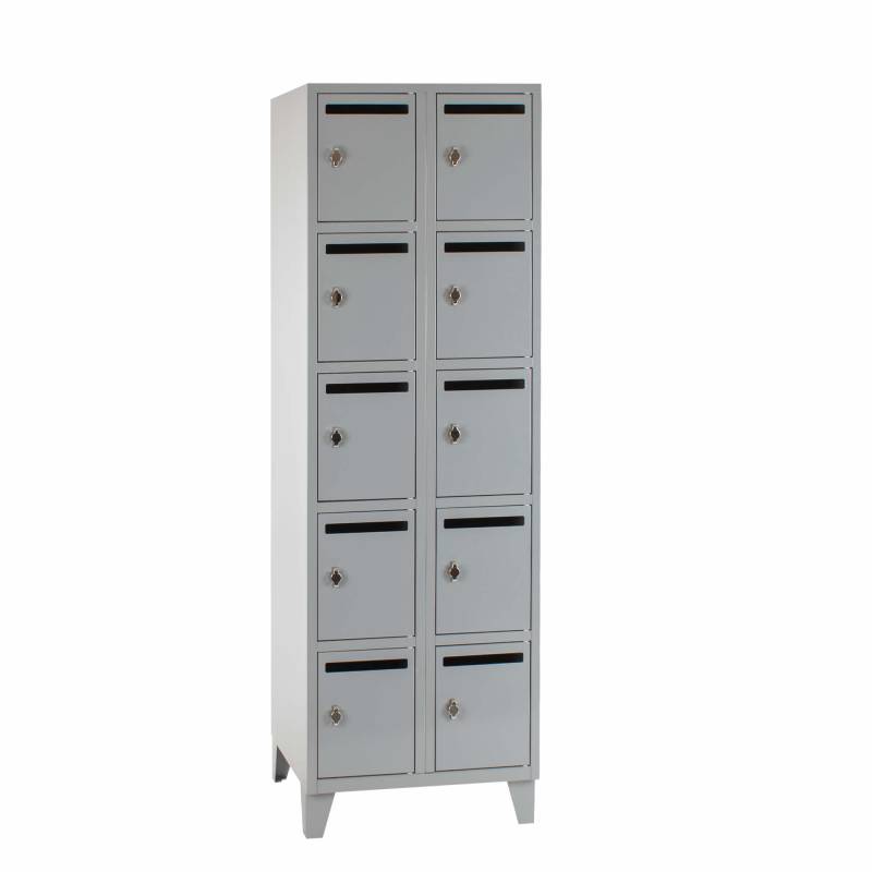 Garderobeboks med 10 rum, brevindkast og greb til hængelås