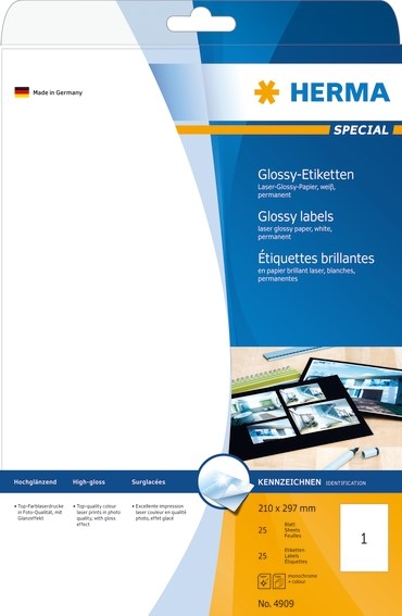 Herma etiket Special 210x297 A4 glossy pakke med 25 ark