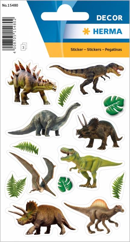 10 stk. Herma Stickers Decor Dinosaurus, 3 Ark