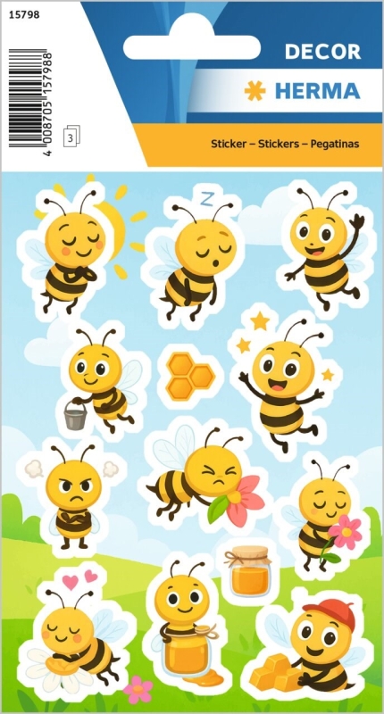 Herma stickers Decor honningbier 3 ark
