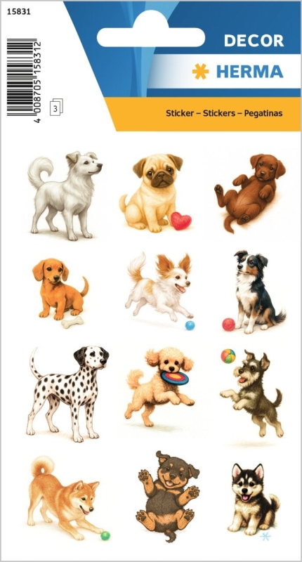 Herma stickers Decor legesyge hunde 3 ark