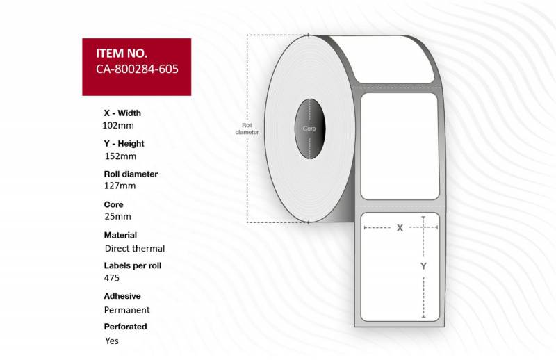 Capture Label 102 x 152mm, Core 25mm, Direct Thermal
