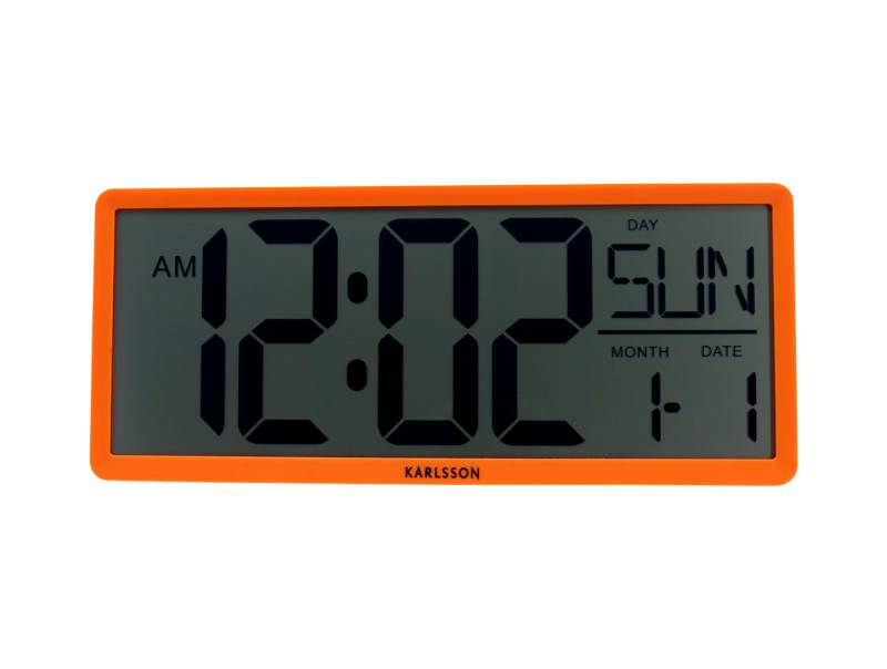 Karlsson Retro LCD bord- og vægur 34,8x14,7x2,7cm orange