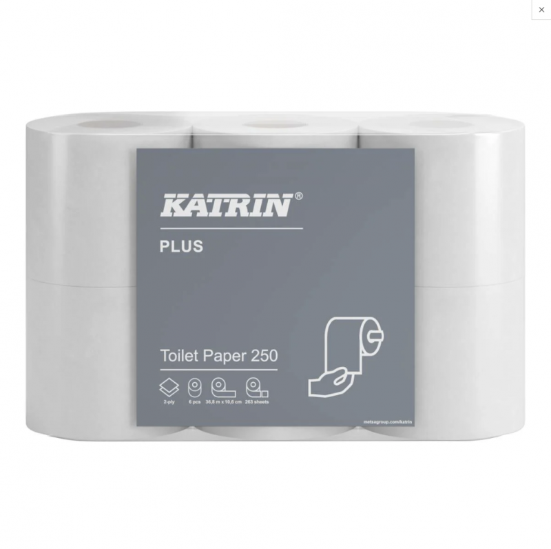 Katrin Plus toiletpapir 2-lags 37m 10,6cm Ø11,5cm nyfiber 79933 hvid