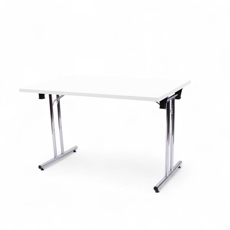 Klapbord Lux II 120x80cm hvid med s&oslash;lv stel