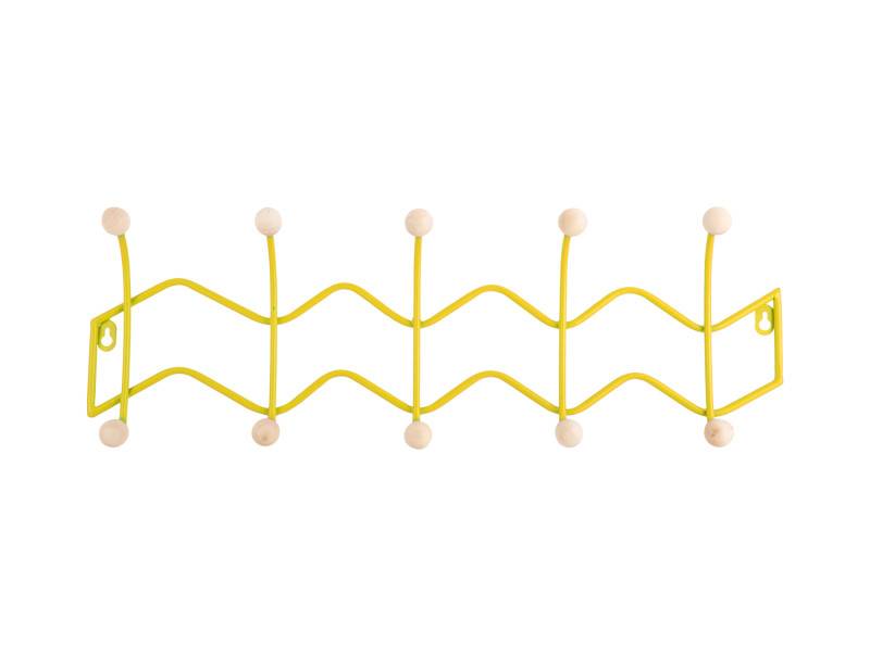Knagerække Double Zig Zag 6,5x20cm gul