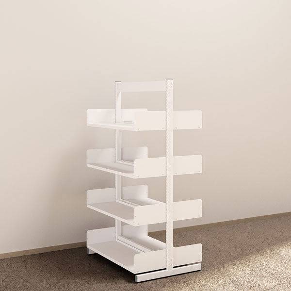 Kontorreol i st&aring;l til gulv 1600x900x300mm hvid tosidig grundsektion