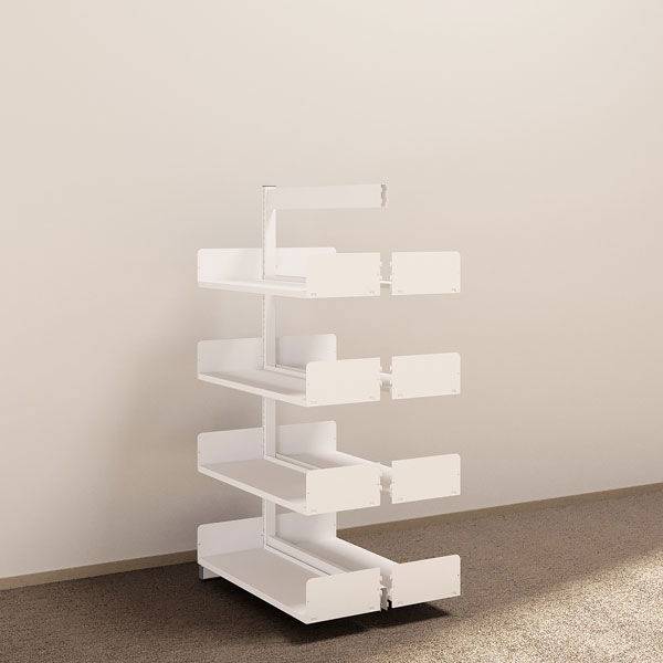 Kontorreol i st&aring;l til gulv 1600x900x300mm hvid tosidig p&aring;bygningssektion 