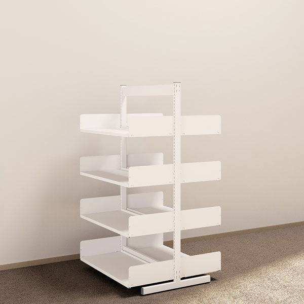 Kontorreol i st&aring;l til gulv 1600x900x400mm hvid tosidig grundsektion